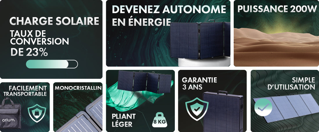 PANNEAU SOLAIRE PLIANT CADRÉ 200W ORIUM